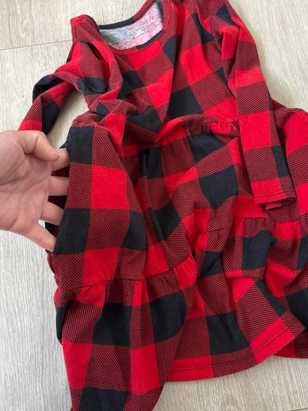 Old Navy Girls Size 8 Long Sleeve Dress Red Buffalo Check Plaid